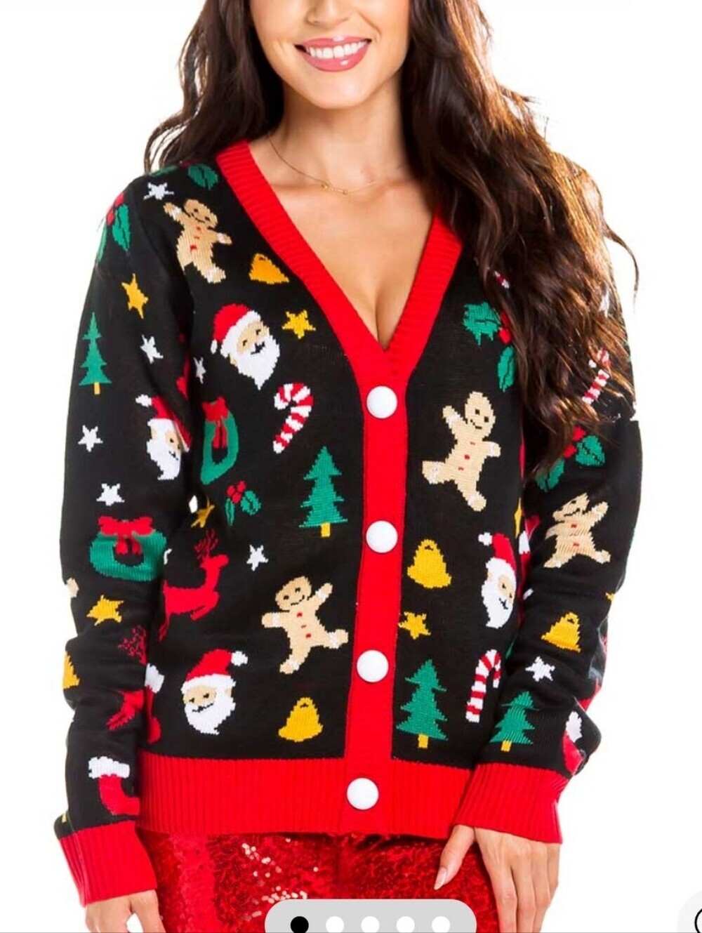 NWT! Tipsy Elves, Women's Cookie Cutter Cardigan Sweater, Black, Size S,MSRP $50